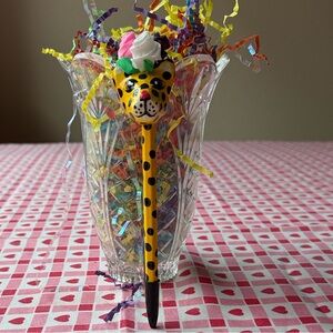 🐆💐🐆CONSUELA PAPER MACHE LEOPARD PEN 🐆💐🐆 NWT 🐆💐🐆